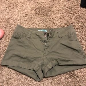 Green denim jean shorts